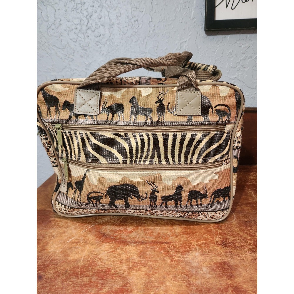 Pioneer Express Brown 13" Canvas Safari Animal Print Women Tote‎ Bag Soft Case